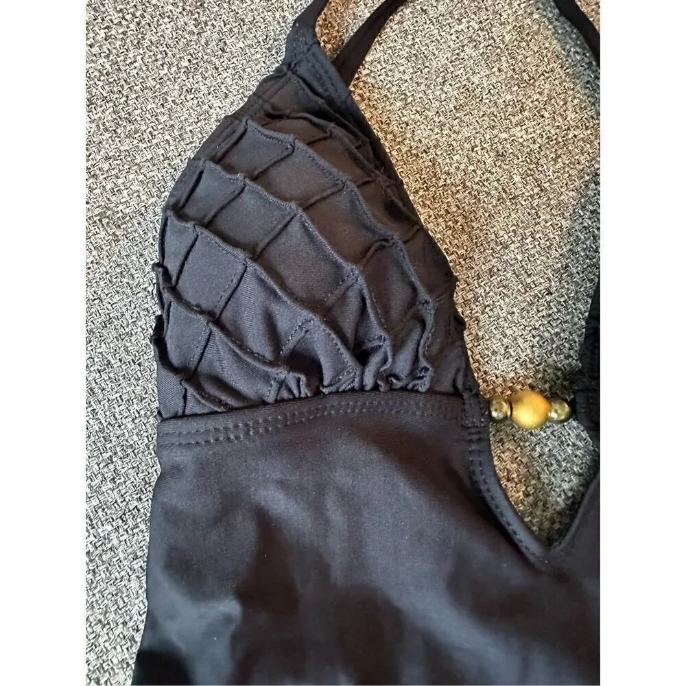 Black St. John Swim Halter Swimsuit 4